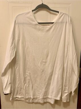 NWOT Just My Size White Long Sleeve Tee Shirt 100% Cotton Plus Size 4X